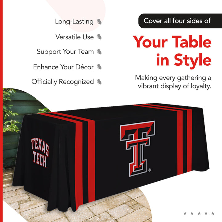Victory Corps Texas Tech Red Raiders College Sports Printed Table Throw - NCAA Licensed - Polyester - School Tablecloth (Black, Red) (6&