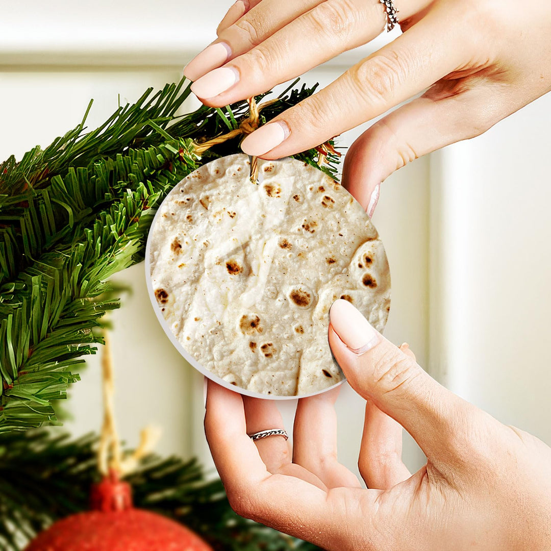 365RUSTIC Funny Ornament for Christmas Tree, Office, Car, Home Decorations, 2025 Christmas Ornament, 2-Side Printed Ceramic Gifts, Tortilla Ornament