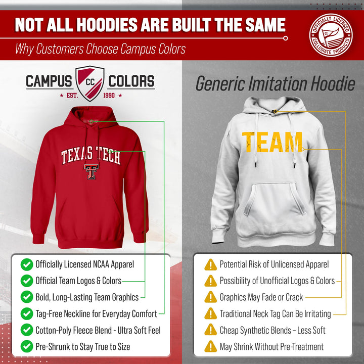Campus Colors Texas Tech Red Raiders Arch &amp; Logo Gameday Hoodie - Red Large