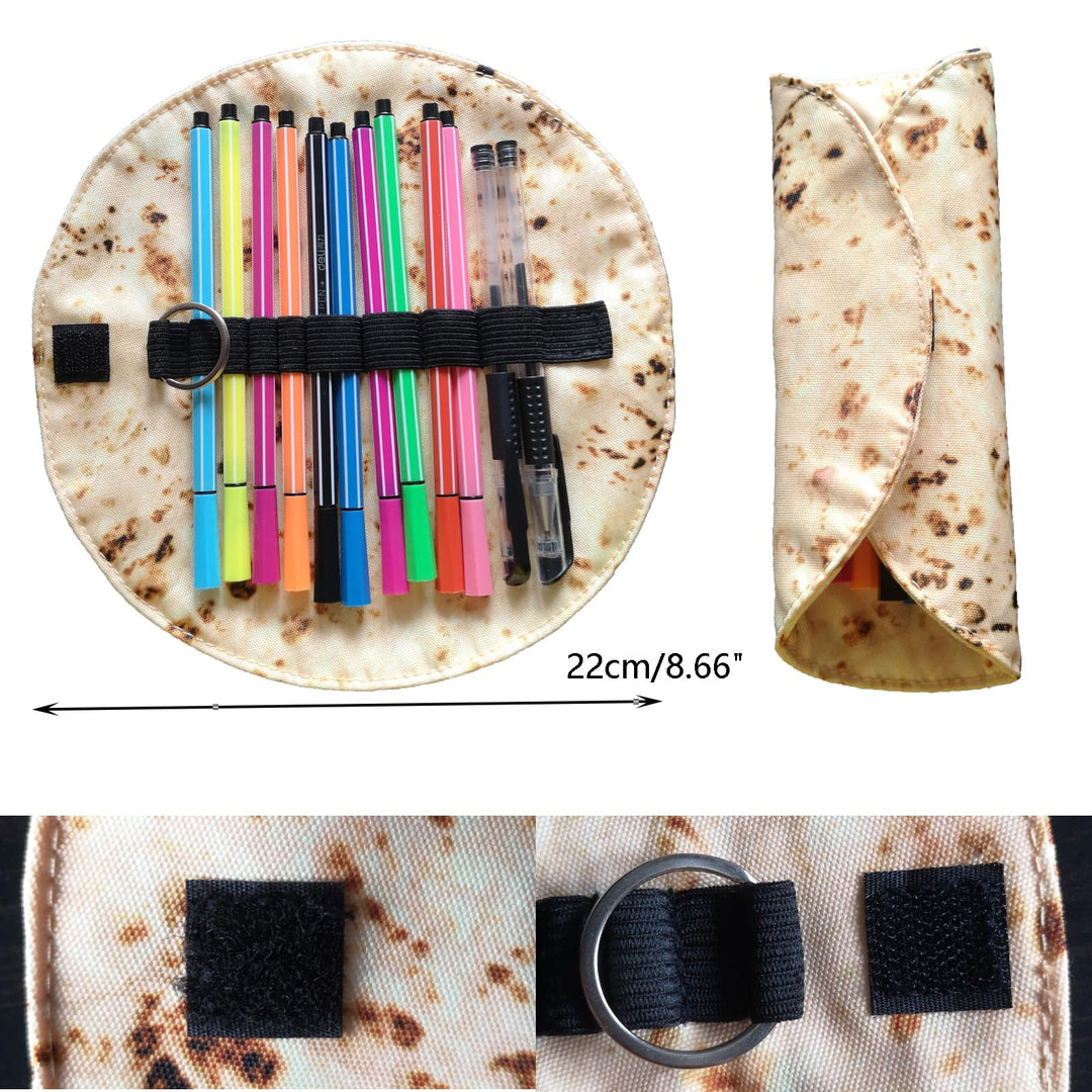 Tortilla Roll-Up Pencil Case, Creative Cute Taco School Supplies Pen Pouch Bag for Kids &amp; Students, Perfect Indian Return Gifts, Christmas Party Graduation Classroom Office Favors