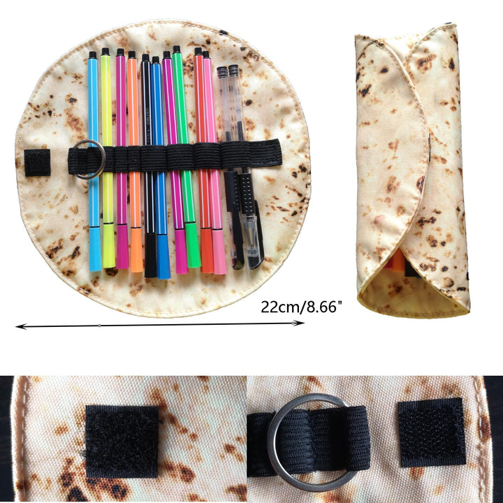 Tortilla Roll-Up Pencil Case, Creative Cute Taco School Supplies Pen Pouch Bag for Kids &amp; Students, Perfect Indian Return Gifts, Christmas Party Graduation Classroom Office Favors
