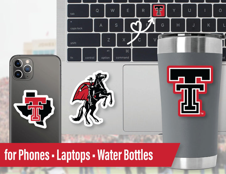 Texas Tech Stickers for Gift, Car, Water Bottle, Laptop, and Phone for Football Fans and University Graduates (Texas Tech Red Raiders)