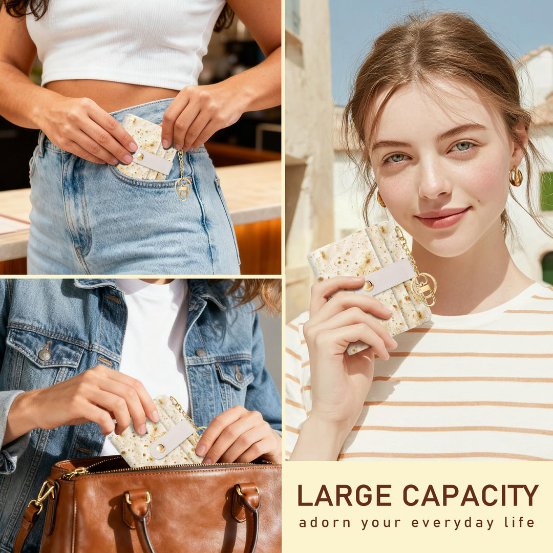 Tortilla Lover Rfid Women Wallet, Small Slim Thin Compact Credit Card Wallet, PU Leather Bifold Cash Wallet, Zipper Coin Pocket ID Window, Gifts