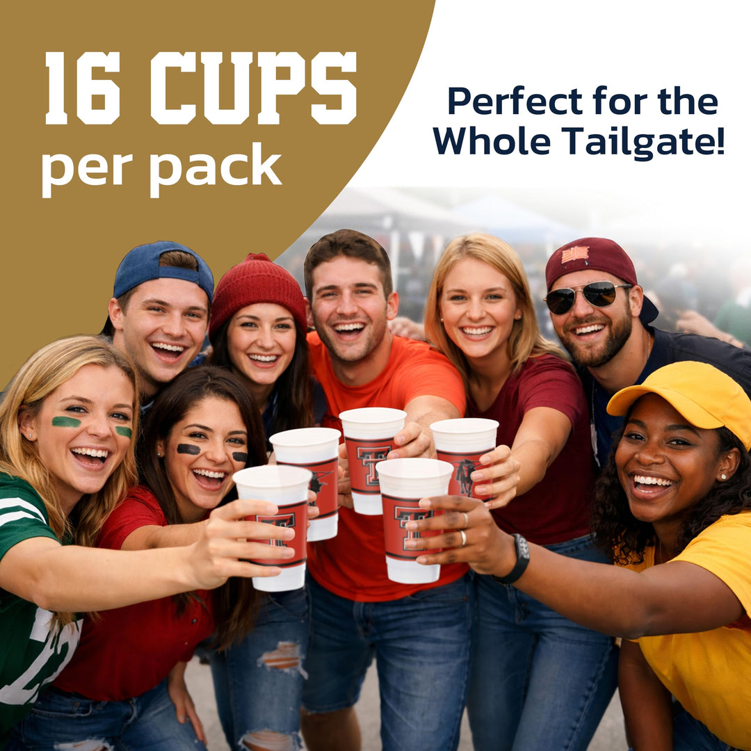 Westrick Texas Tech Red Raiders 16oz Plastic Cups, 16 Pack – Officially Licensed Texas Tech University Disposable Party Cups with Logo – Tailgating, Game Day, Graduation Parties &amp; Fan Celebrations