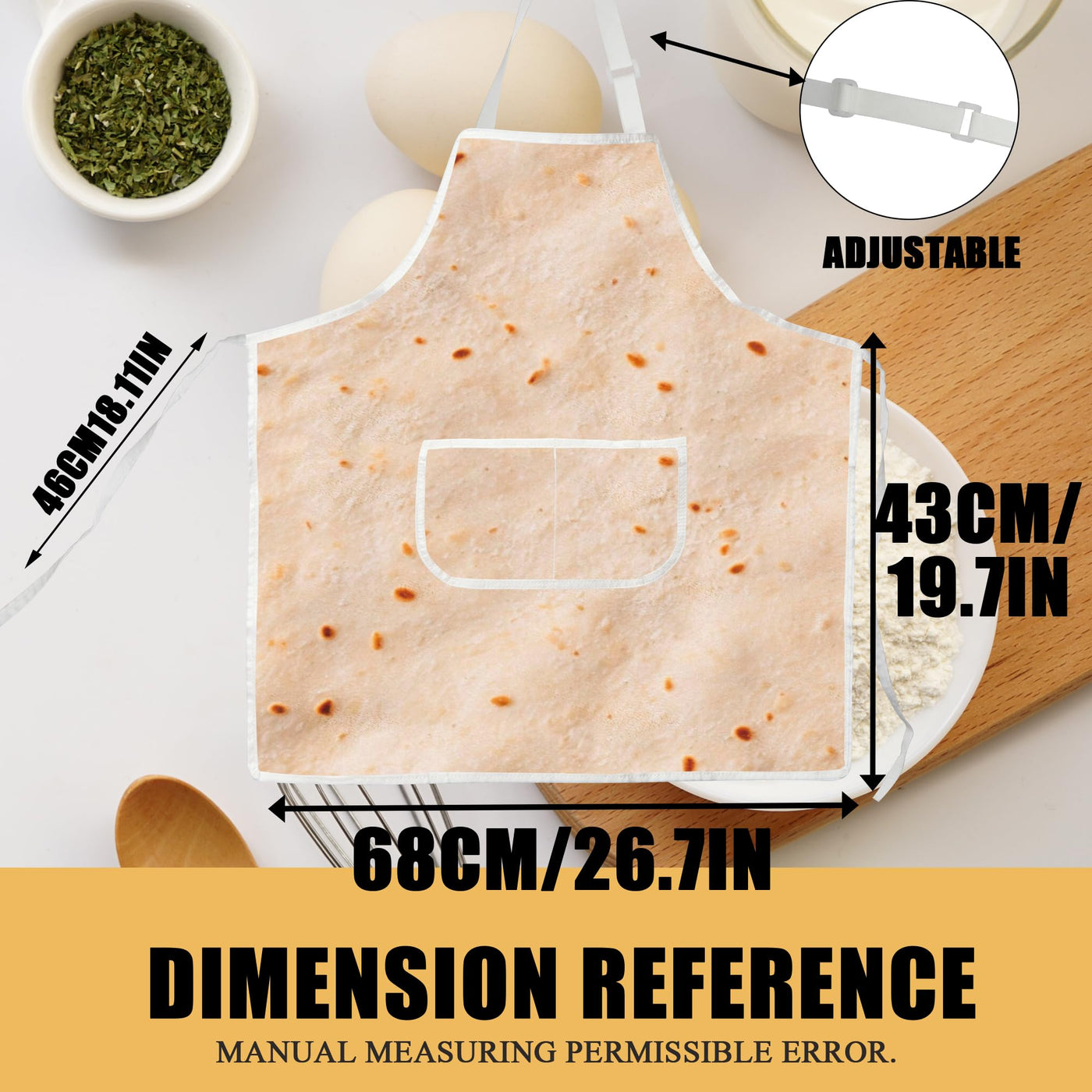 CMNIM Burrito Gifts Burritos Tortilla Character Cooking Apron Realistic Food Apron Taco Gifts Burrito Themed Farmhouse Gift (Burritos Tortilla Character Apron)