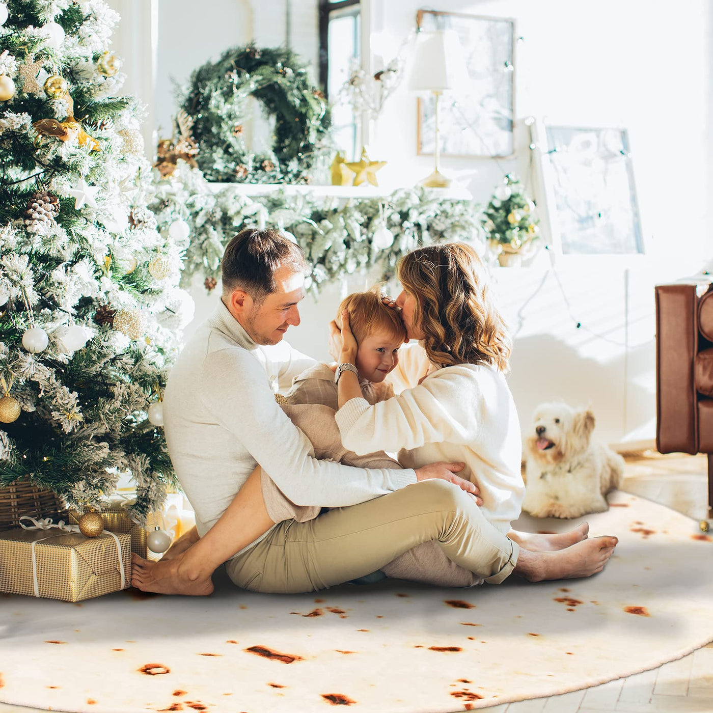 Bnuitland 80 Inches Tortilla Burritos Pattern Blanket with Pouch, 300 GSM Double Sided Giant Flour Novelty Taco Funny Realistic Food Blanket for Adults, Super Soft Flannel for Bed