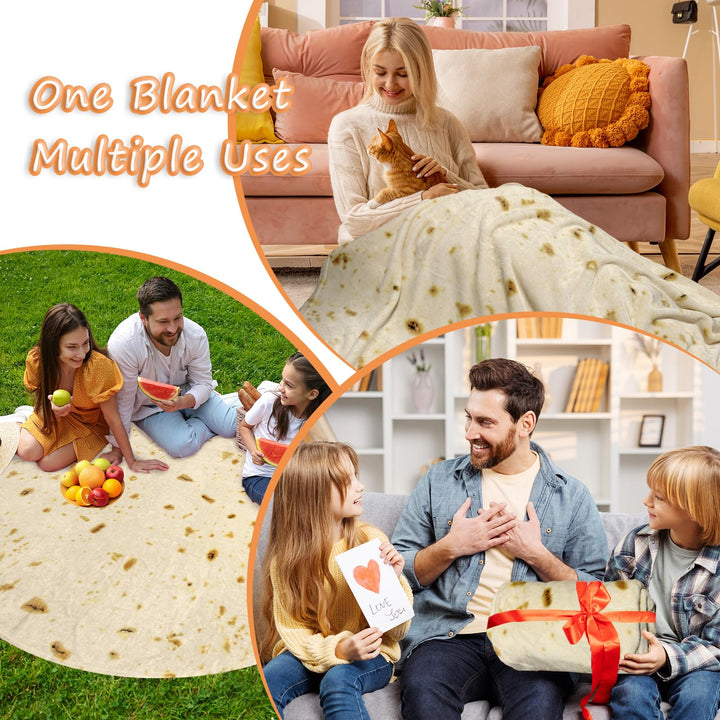 Tortilla Blanket Double Sided for Adults and Kids Gift Soft Flannel 71 inches