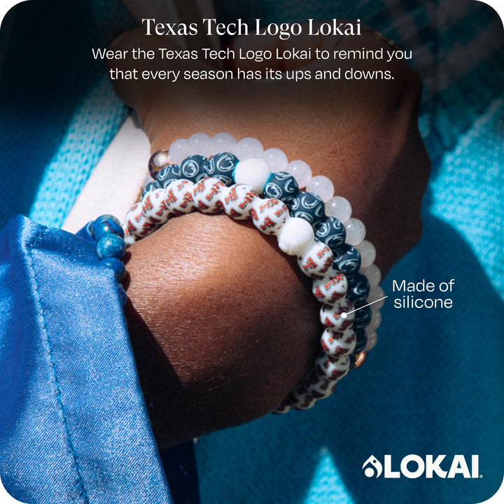 Lokai Collegiate Silicone Beaded Bracelet for Women &amp; Men, Texas Tech University - Large, 7 Inch Circumference - Silicone Jewelry Fashion Bracelet Slides-On for Comfortable Fit