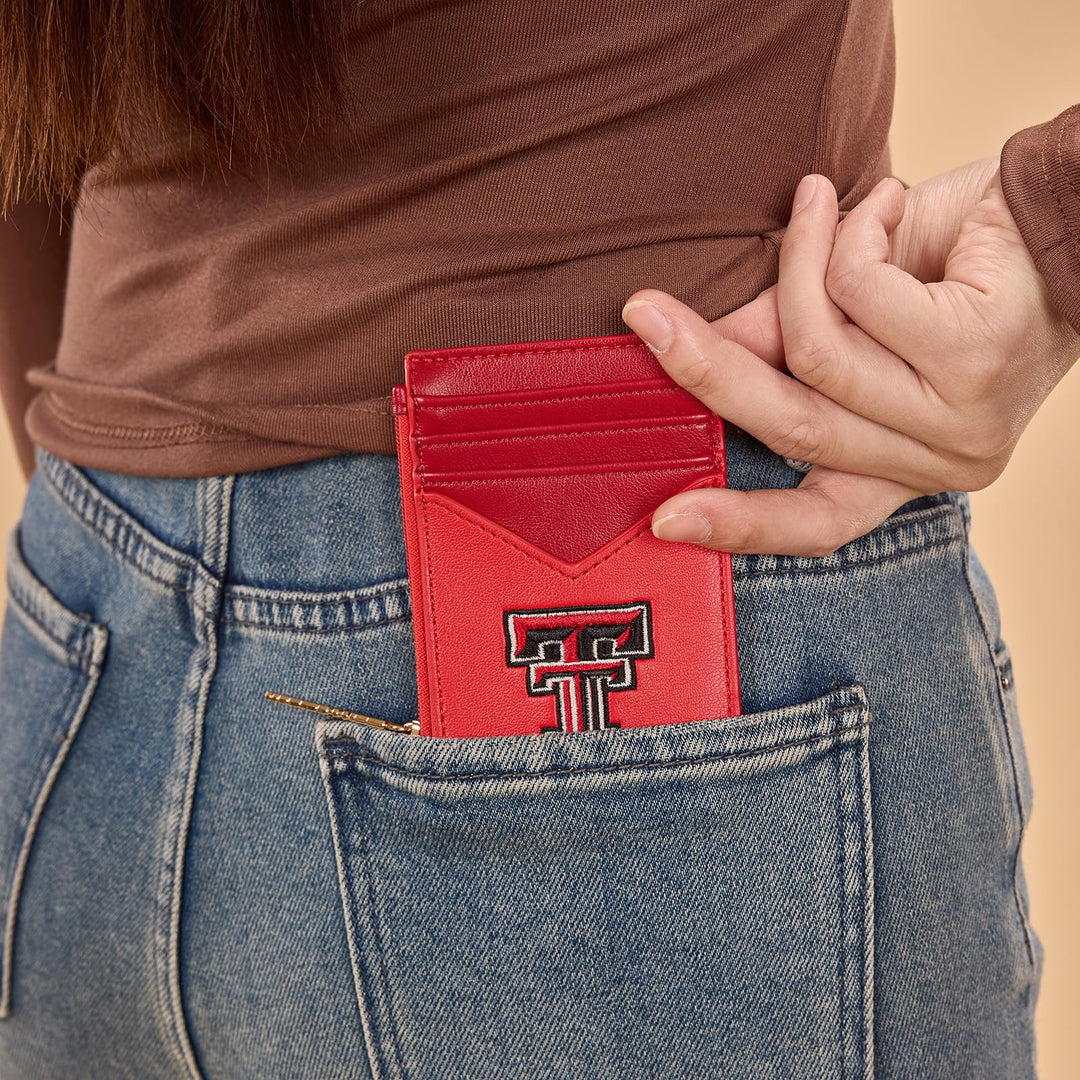 Montana West Texas Tech Slim Wallet with RFID Blocking Card Holder, Texas Tech Team Slim Wallets for Gift, Game Day &amp; Concert Essential | Red, NC-TTU021RD