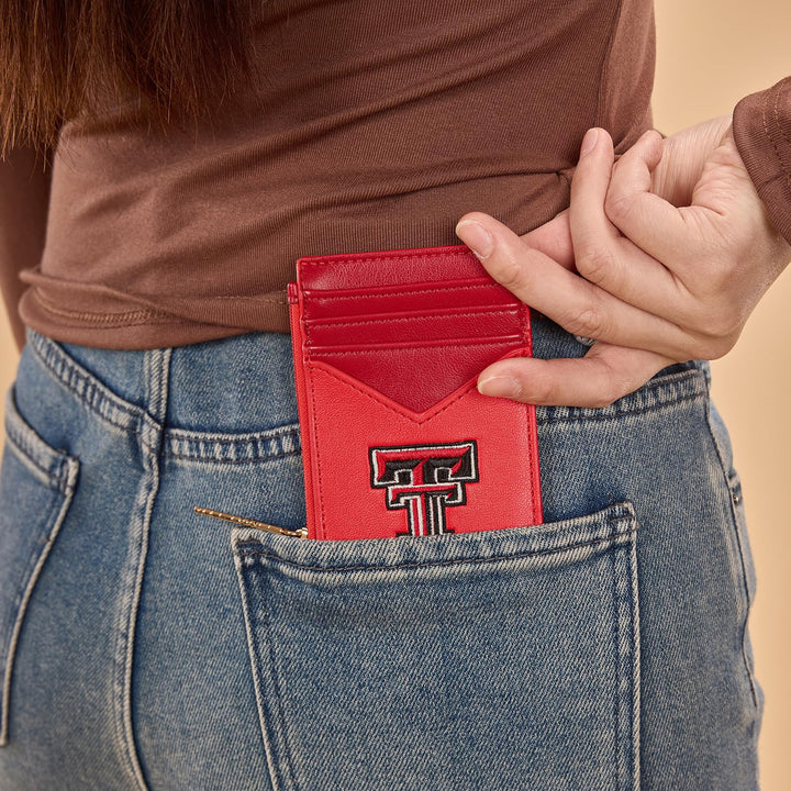 Montana West Texas Tech Slim Wallet with RFID Blocking Card Holder, Texas Tech Team Slim Wallets for Gift, Game Day &amp; Concert Essential | Red, NC-TTU021RD