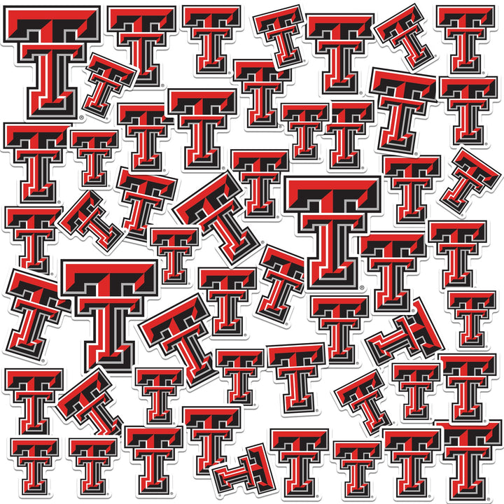Texas Tech University Primary Logo 50ct Vinyl Sticker Pack – Large Waterproof Double T Red Raiders Decals for Laptops, Water Bottles, Tablets, Scrapbooks, Vehicles &amp; More