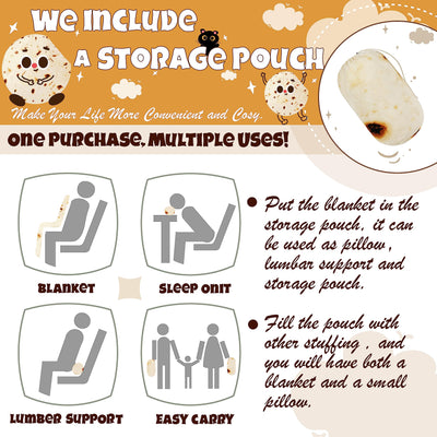 Bnuitland 80 Inches Tortilla Burritos Pattern Blanket with Pouch, 300 GSM Double Sided Giant Flour Novelty Taco Funny Realistic Food Blanket for Adults, Super Soft Flannel for Bed