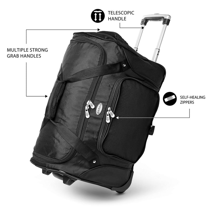 Texas Tech University Red Raiders Lightweight 22-inch Wheeled Duffel Bag with Telescopic Handle - Perfect Overnight Bag for Travel, Weekend Getaways, Airports, Gym, and Commuting