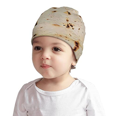 Burritos Giant Flour Tortilla Taco Toddler Kids Beanie Caps Soft Warm Baby Knitted Winter Hat for Boys Girls White