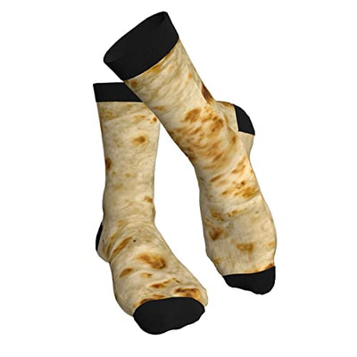 Burritos, Giant Tortilla Socks Men Women Men'S Everyday Non-Binding Flat Knit Crew Socks