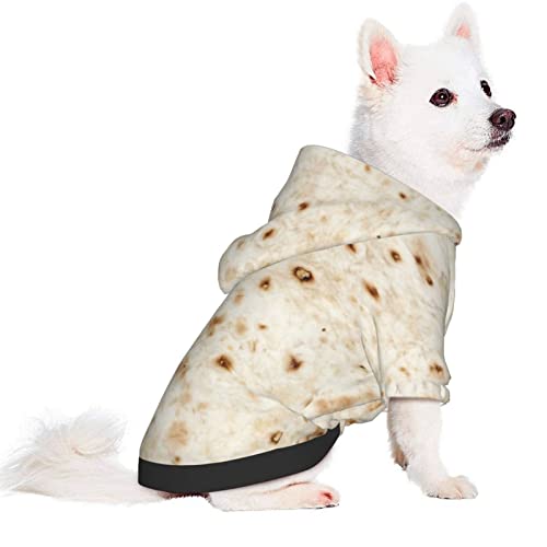 Giant Flour Tortilla Taco Dog Costume Warm Puppy Hoodie Sweatshirt Fall Winter Warm Jacket/Pullover/Coat Large