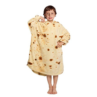 FORESTAR Wearable Blanket, Christmas Birthday Gifts for Kids, Burrito Blanket Hoodie, Super Soft Warm Cozy Oversized Tortilla Sherpa Blanket Hoodie, Gift for Boys Girls Teens, 6-12 YR