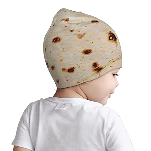 Burritos Giant Flour Tortilla Taco Toddler Kids Beanie Caps Soft Warm Baby Knitted Winter Hat for Boys Girls White