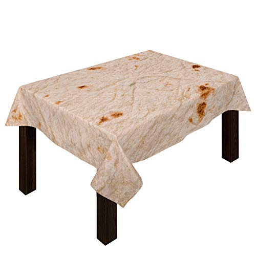 Findamy Burritos Tortilla Rectangle Table Cloth Spill-Proof Linen Burlap Tablecloth, Decorative Table Cover for Outdoor and Indoor Use 60x120inch, Novelty Food Burrito