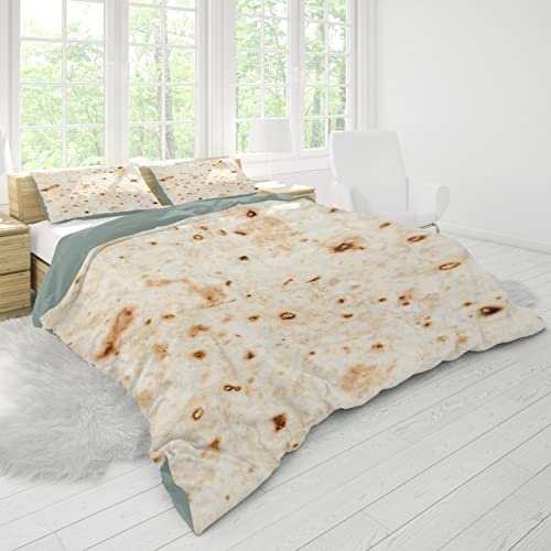 NIUJINMALI Food Tortilla Comforter Bedding Set 3 Piece Set Full All Season Quilt Set Easy Care Bedding Cover Lightweight Super Soft Breathable King 104X90in (264X230cm)