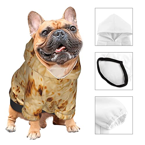 LLOTODO Burritos Giant Flour Tortilla Taco Dog Costume Warm Puppy Hoodie Cat Sweatshirts Dog Jacket Vest Pullover for Small Dogs, Black 1