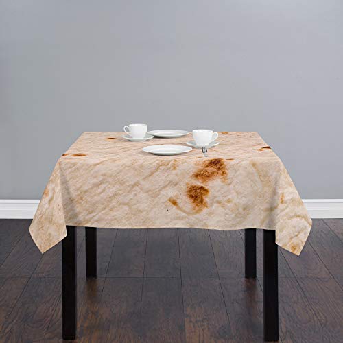 Burritos Tortilla Table Cloths Rectangle 53x53inch Table Protector for Dining Room Table Spillproof and Washable Table Cloth for Outdoor Picnic, Kitchen and Holiday Dinner, Novelty Food Burrito