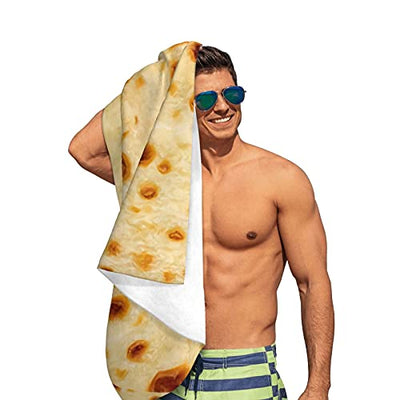 Carigellia Funny Quick Dry Beach Towel Oversized Burritos Tortilla Sand Free Large Beach Towels Bath Beach Pool Gym Travel Towel Sets with Two Clips 30 x 60 inches