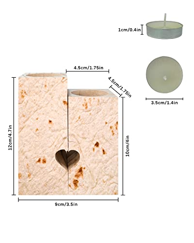 Burritos Tortilla Double-Sided Printing Wooden Candle Holder, Birthday Gift Friendship Gifts for Women Friends, Wooden Candlestick Holders with 2 Tealights, Novelty Food Burrito