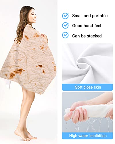 Oversize Beach Towel Clearance Towels Burritos Tortilla Extra Large 63" L x 31" W, Cool Travel Pool Towel, Gift for Women Men Mom Dad Best Friends, Novelty Food Burrito