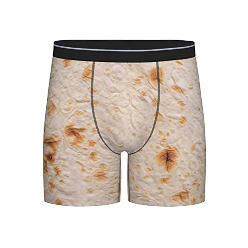 Mosytuky Men's Boxer Briefs Comfy Breathable Boxer Shorts Tortilla Novelty Briefs Underpants Wide Waistband Underwear For Men-Small