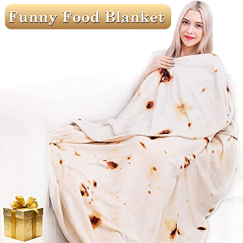 Jorbest Burritos Tortillas Blanket for Adults and Kids, Double Sided Funny Food Blanket, Novelty Funny Gifts for Women Men Teens, 285 GSM Soft Flannel Taco Blanket, 60 inches Yellow