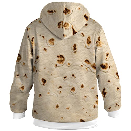 Tortilla Zip Up Hoodie for Men Women,3D Printed Warm Fleece Lined Winter Jacket Coat Gifts for Juniors,Plus Size 4XL Beige