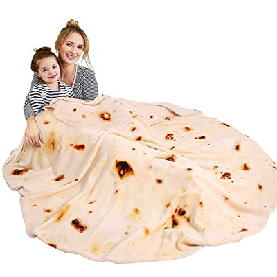80 inch Giant Burrito Tortilla Blanket Double Sided, Tortilla Blanket Adult Size Funny Blankets Food Blankets for Adult Kids, Tortilla Blanket Realistic Food Throw Blanket Kids Throw Blanket
