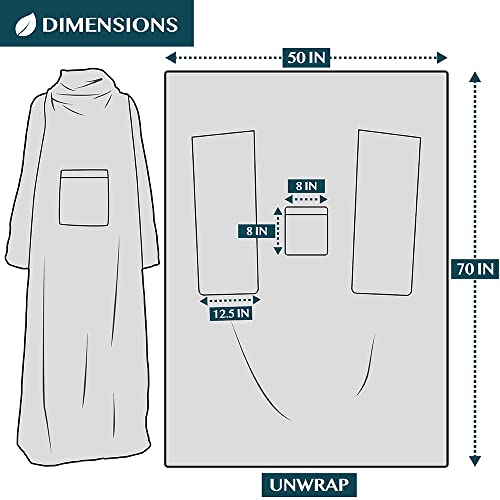 PAVILIA Premium Fleece Blanket with Sleeves for Women Men Adult, Wearable Blanket Warm Cozy, Super Soft Sleeved Throw with Arm, Gift for Women Mom Wife (Burrito Beige, Regular Pocket)