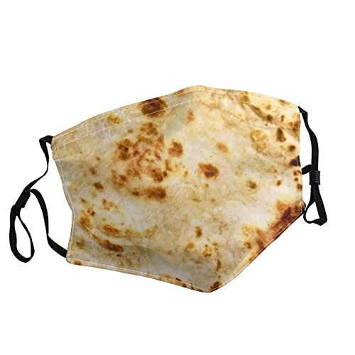 Burritos Giant Flour Tortilla Taco Face Mask Reusable Breathable Cloth Mask With Adjustable Ear Straps Nose Wire For Women Men Teens Christmas Gifts Face Mask Cloth Bandanas Adult Fashionable Windproof Fabric Bandanas For Dust Sports Outdoor Traveling Bal
