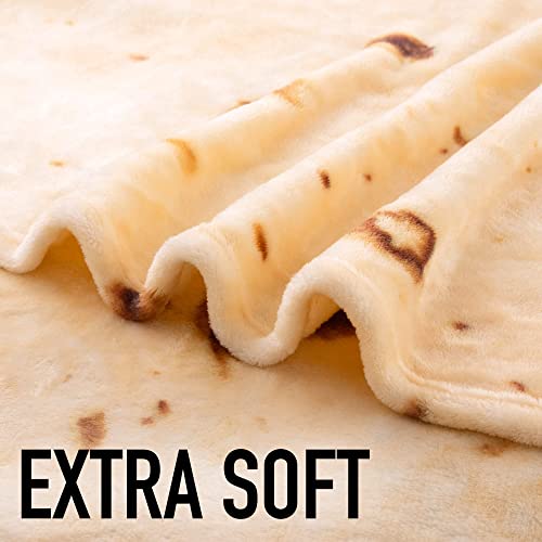 Zulay (60-80 inches) Giant Double Sided Tortilla Blanket - Novelty Big Tortilla Blanket for Adult and Kids - Premium Soft Flannel Round Tortilla Blanket for Indoors, Outdoors, Travel, Home and More