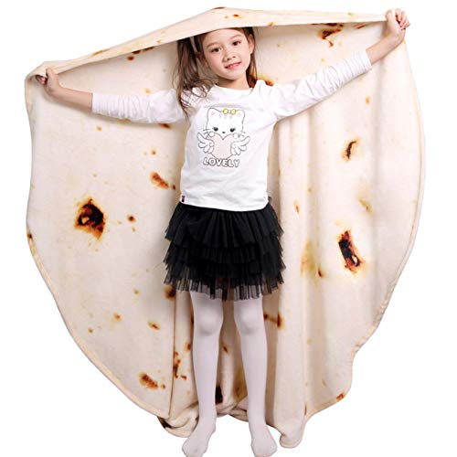 mermaker Burritos Tortillas Blanket 2.0 Double Sided 47 inches for Adult and Kids, Giant Funny Realistic Food Throw Blanket, 285 GSM Novelty Soft Flannel Taco Blanket (Yellow Blanket-Double Sided)