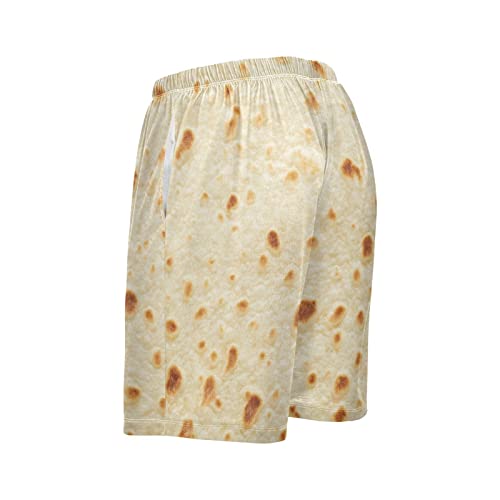 Ollabaky Pajama Shorts for Men Tortilla Unleavened Bread Pjs Bottoms Sleep Shorts Lounge Wear Pajama Pants with Pocket, XL