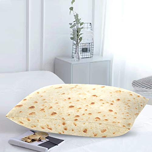 Kaariok Burritos Tortilla Giant Funny Realistic Food Cotton Pillowcase King Soft Pillow Case Sham Cover Protector with Hidden Zipper Machine Washable 20 X 36 Inches