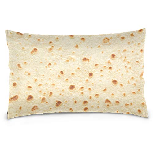 Kaariok Burritos Tortilla Giant Funny Realistic Food Cotton Pillowcase King Soft Pillow Case Sham Cover Protector with Hidden Zipper Machine Washable 20 X 36 Inches