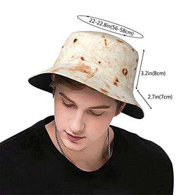 Kouga 3D Funny Realistic Food Burritos Tortilla Unisex Bucket Hat Summer Beach Sun Hat Packable Fisherman Hat