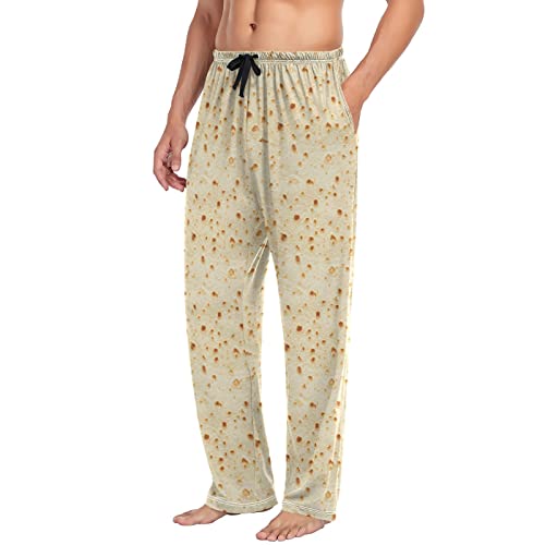 Ollabaky Men's Pajama Pants Tortilla Unleavened Bread Pjs Bottoms with Pockets Sleep Lounge Pants for Men, L