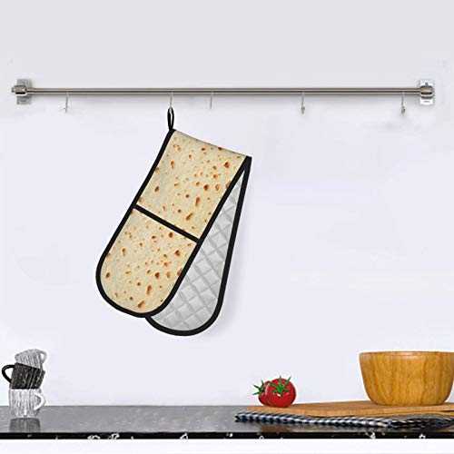 Foruidea Funny Burritos Tortilla Double Oven Mitt Kitchen Heat Resistant Oven Gloves for BBQ Cooking Baking, Grilling, Machine Washable 7.5 X 35 Inches