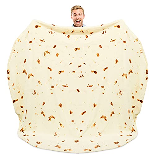Zulay (60-80 inches) Giant Double Sided Tortilla Blanket - Novelty Big Tortilla Blanket for Adult and Kids - Premium Soft Flannel Round Tortilla Blanket for Indoors, Outdoors, Travel, Home and More