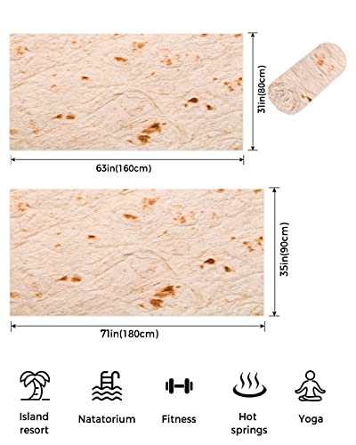 Oversize Beach Towel Clearance Towels Burritos Tortilla Extra Large 63" L x 31" W, Cool Travel Pool Towel, Gift for Women Men Mom Dad Best Friends, Novelty Food Burrito