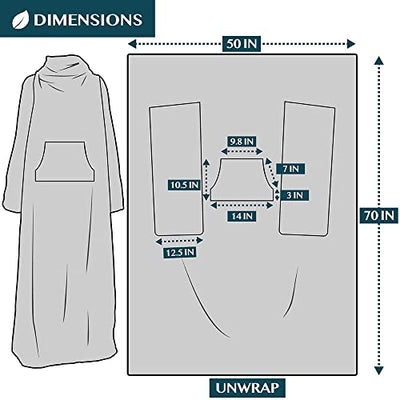 PAVILIA Premium Fleece Blanket with Sleeves for Women Men Adult, Wearable Blanket Warm Cozy, Super Soft Sleeved Throw with Arm, Gift for Women Mom Wife (Burrito Beige, Kangaroo Pocket)