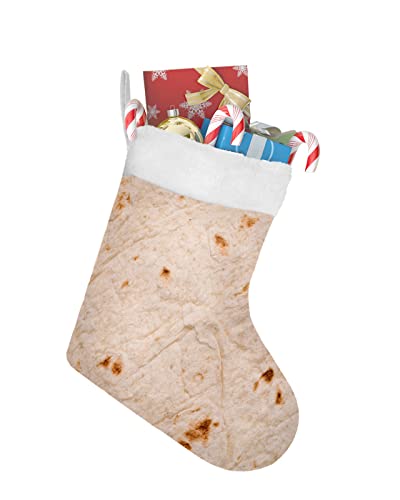 Christmas Stockings 18" Big Xmas Fireplace Hanging Stockings Decoration - Burritos Tortilla Stocking for Christmas - Home Decorations Party Supplies & Gifts - Novelty Food Burrito