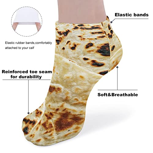 Burritos Giant Flour Tortilla Taco Socks Crew Sock Thick Stockings Moisture Socks Compression Running Sock 7.8 * 3.7 Inch