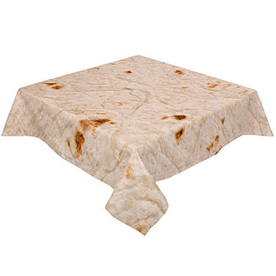 Burritos Tortilla Table Cloths Rectangle 53x53inch Table Protector for Dining Room Table Spillproof and Washable Table Cloth for Outdoor Picnic, Kitchen and Holiday Dinner, Novelty Food Burrito