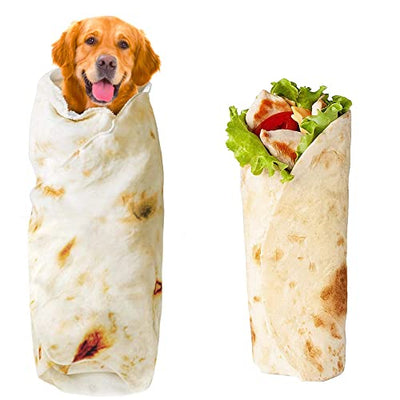Joyching Burritos Tortilla Blanket Double Sided Adult 71 inches Giant Round Blanket Novelty Food Taco Flannel Soft Throw Blanket